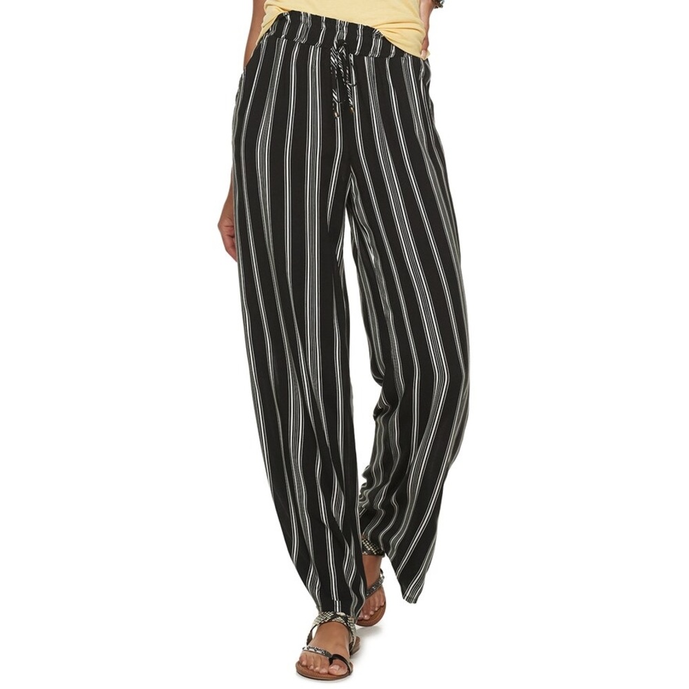 Joe B Black and White Striped Pants